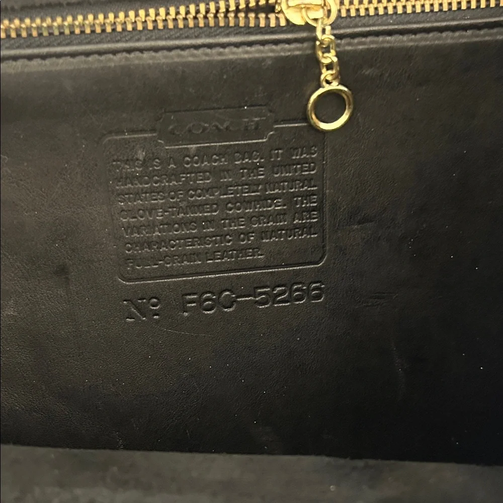 Coach Black Leather Briefcase with Gold-Tone Turn Lock